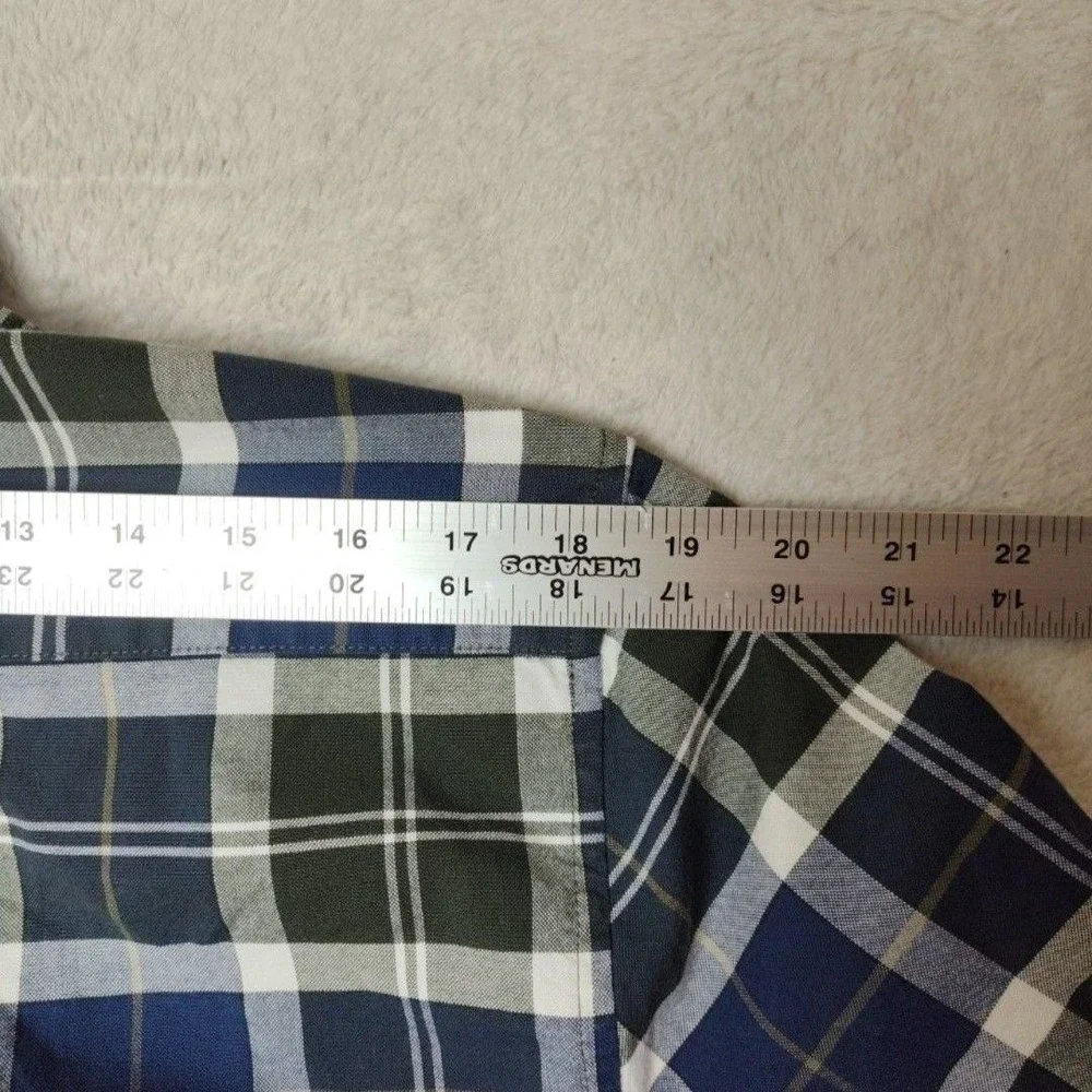 Barbour Shirt Mens Large Blue Tartan Plaid Long Sleeve Button Up Tailored Fit - Picture 12 of 12